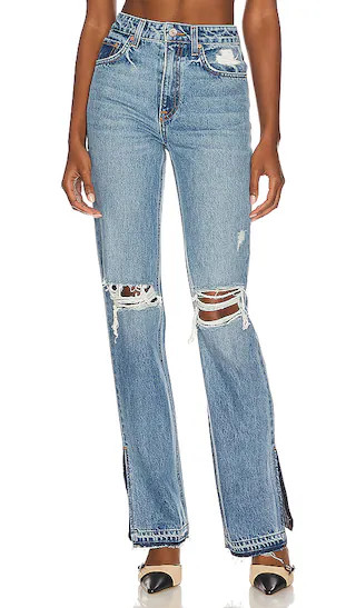 Harlow High Rise With Slit Hem in Blue Diamond | Revolve Clothing (Global)