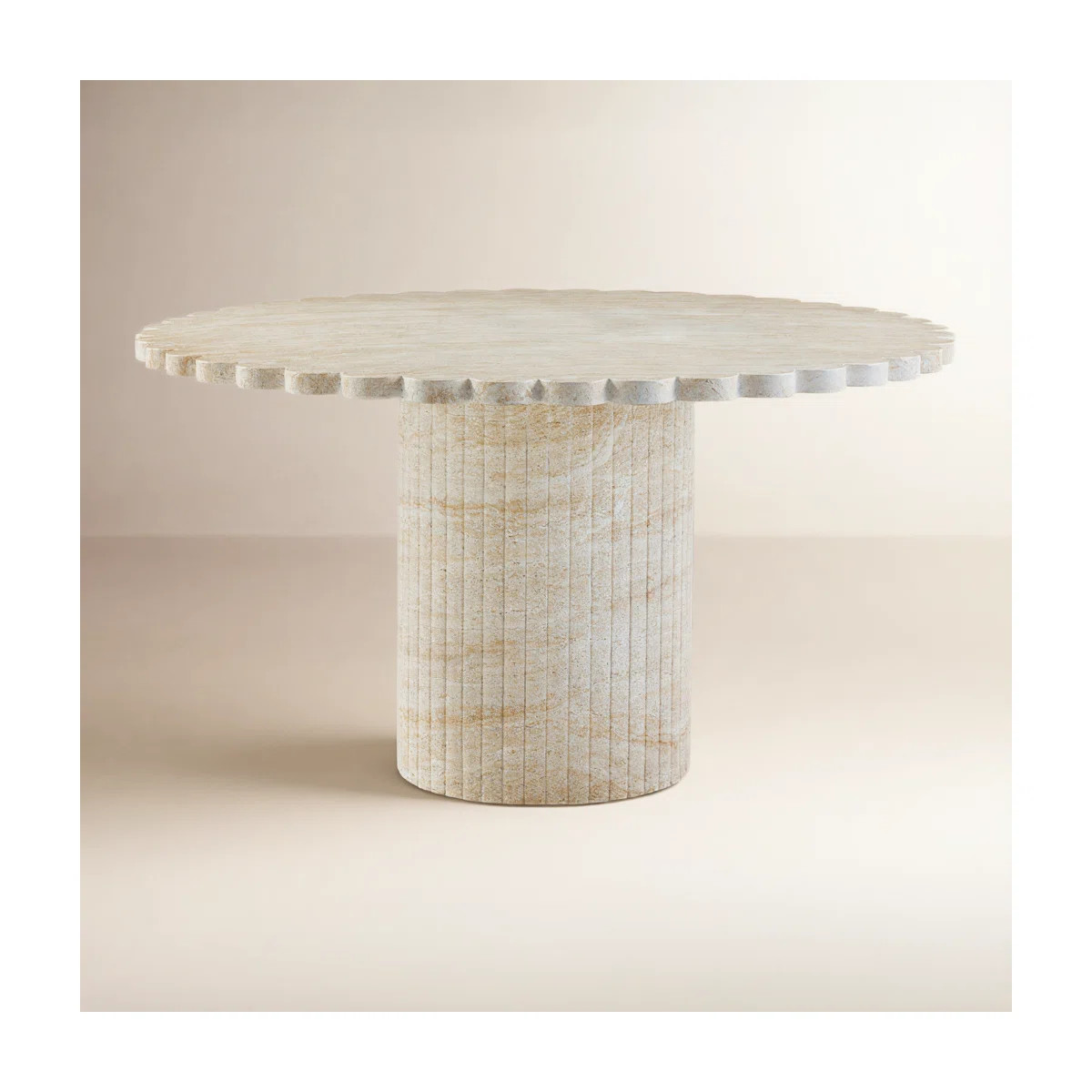 Tov Furniture Blossom Washed Travertine Finish Indoor / Outdoor 54" Round Dining Table | Wayfair North America