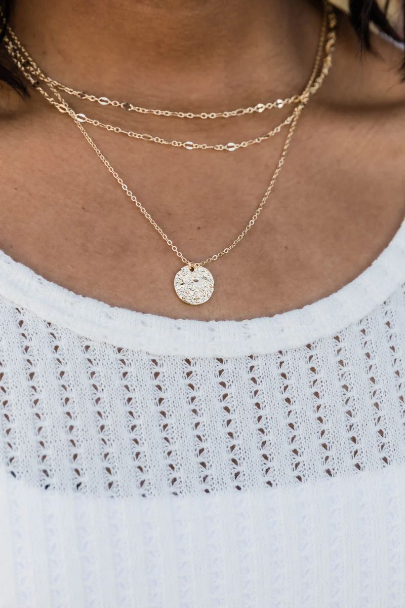 Follow A Path Layered Gold Necklace | The Pink Lily Boutique