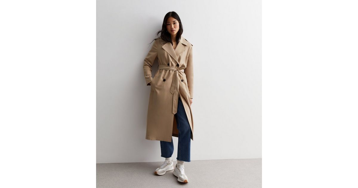 Camel Belted Longline Trench Coat
						
						Add to Saved Items
						Remove from Saved Items | New Look (UK)