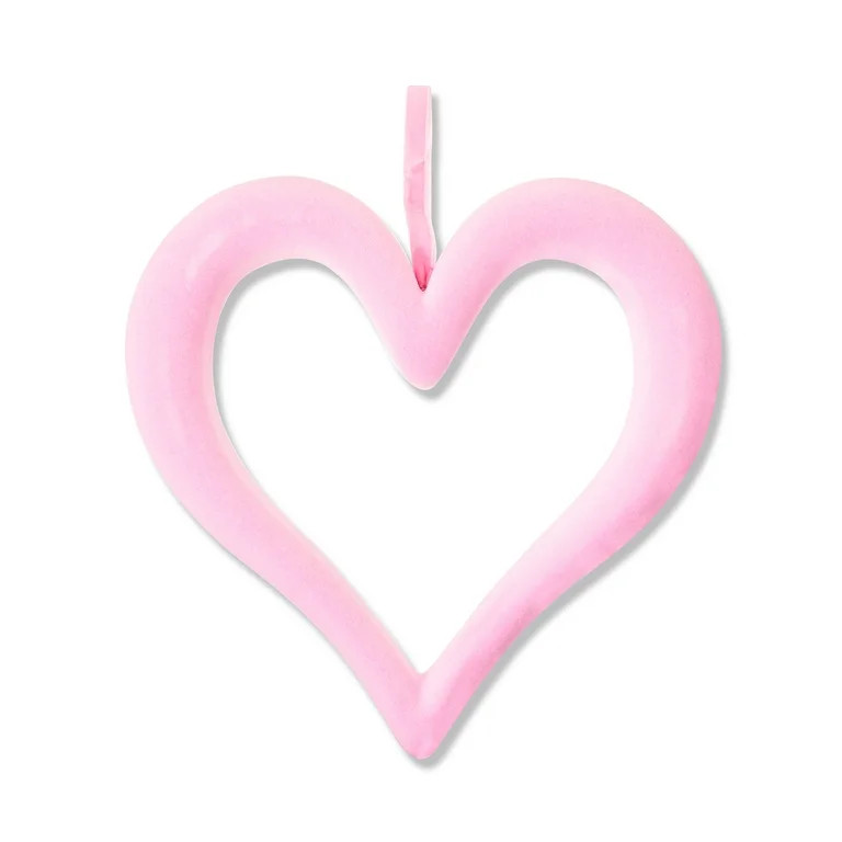 Valentine's Day Pink Flocked Heart Wreath, 17.5 in, by Way To Celebrate | Walmart (US)