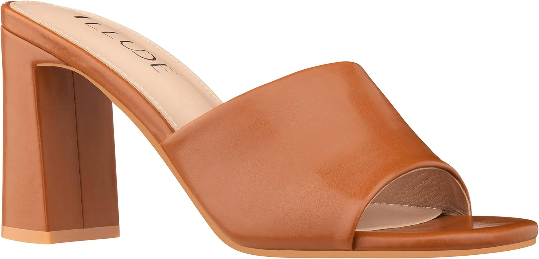 ILLUDE Women’s Block Heel Single Strap Square Toe Heeled Sandal Slip On Mule - Demi - Demi | Amazon (US)