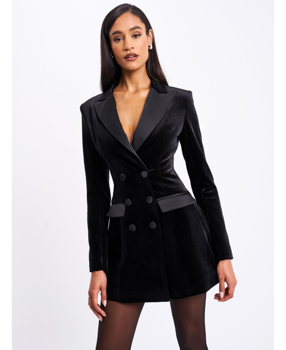 Miss Circle Women's Calista Black Velvet Blazer Mini Dress - Black | Macy's