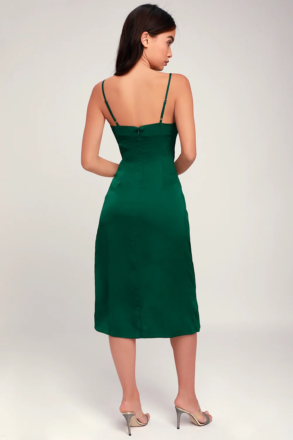 Hollywood Woman Forest Green Satin Midi Dress | Lulus (US)