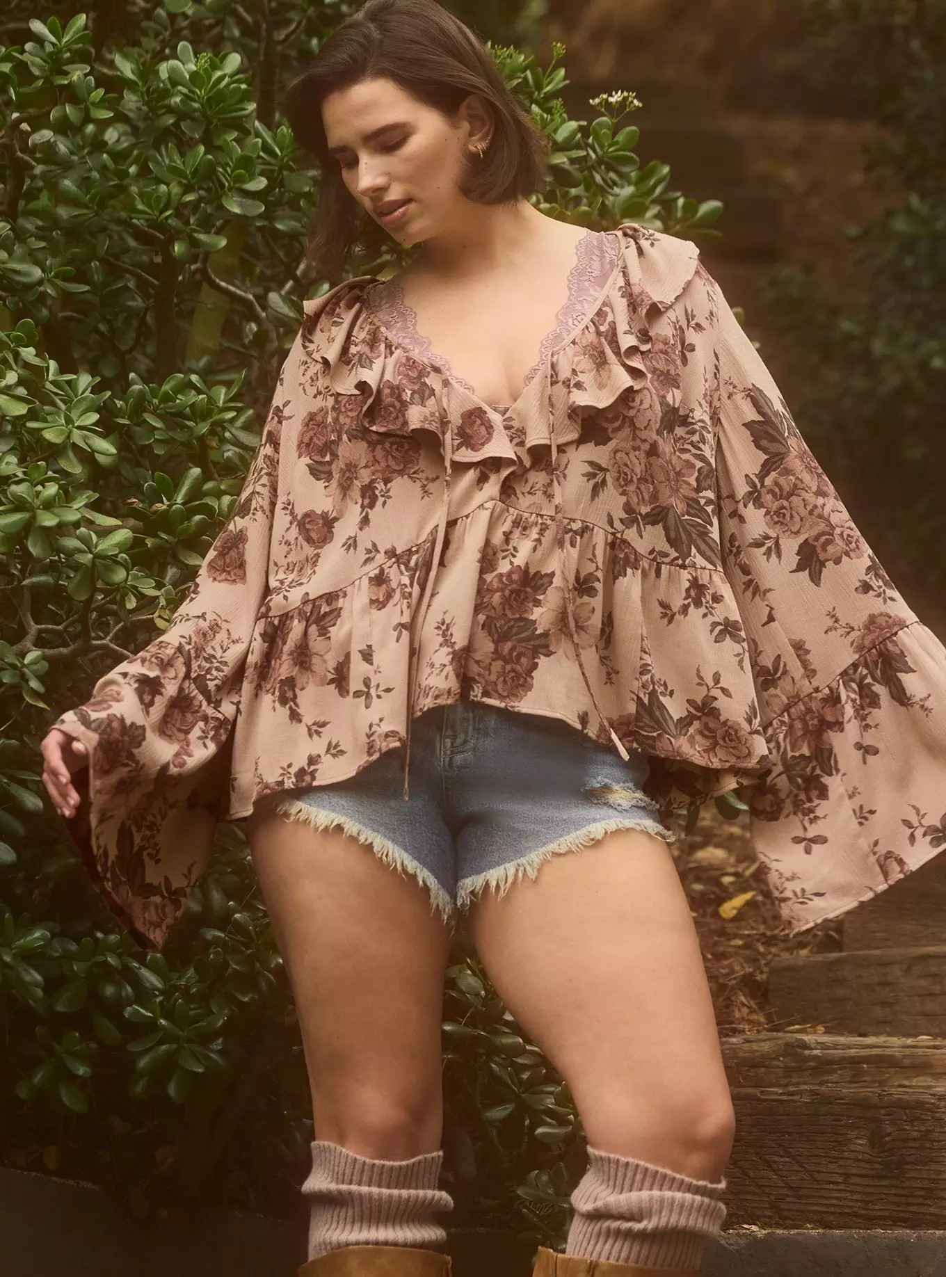 Festi Bell Sleeve Ruffle Front Blouse | Torrid (US & Canada)