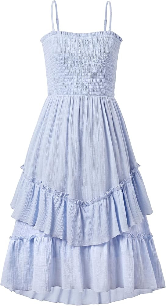 Sunny Spirit Girls Summer Dress for Tween Girl Teen Kids Sundress Maxi Boho Smocked Flowy 2-Way L... | Amazon (US)