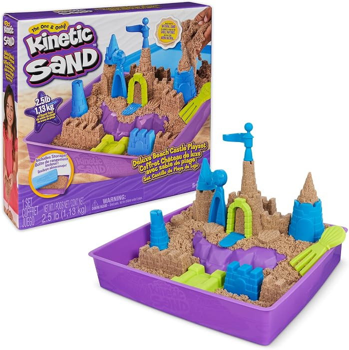 Kinetic Sand, Deluxe Beach Castle Playset with 2.5lbs Play Sand, Tools & Molds, Sensory Toys for ... | Amazon (US)