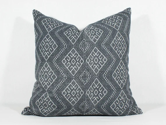 Vintage Wedding Blanket Pillow Cover Handmade Black Ethnic - Etsy UK | Etsy (UK)