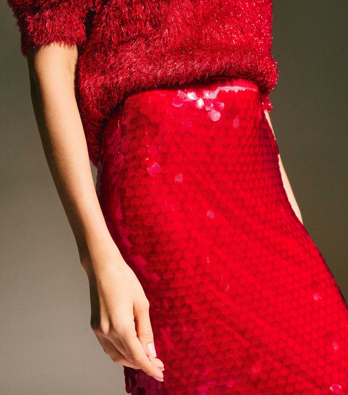Red Sequin Midi Skirt | New Look | New Look (UK)