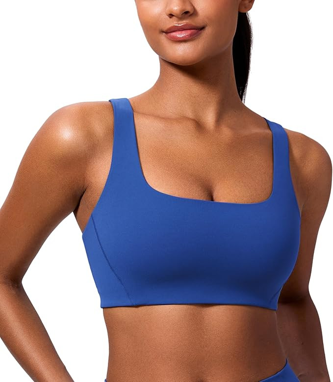 CRZ YOGA Butterlift Double Lined Square Neck Sports Bras for Women - Wireless V-Shaped Racerback ... | Amazon (US)