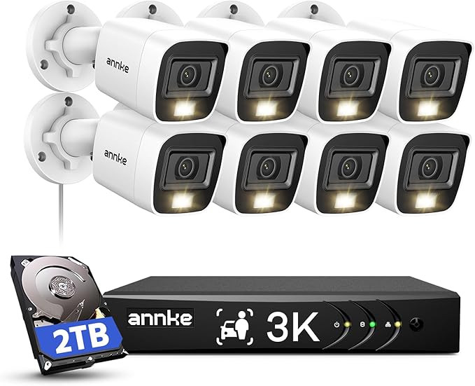 ANNKE 8CH 3K Security Camera System with Audio/Mic, 8 Channel Surveillance AI DVR and 8X 5MP 2960... | Amazon (US)