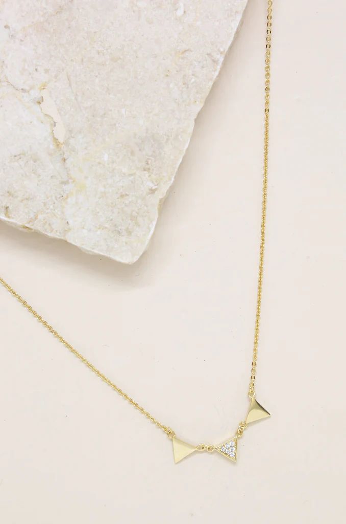 Three Point 18k Gold Plated Crystal Necklace | Ettika