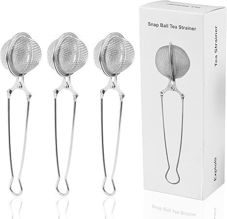 Snap Ball Tea Strainer, Exptolii 3 Pack Stainless Steel Tea Infuser Filter with Handle for Loose ... | Amazon (US)