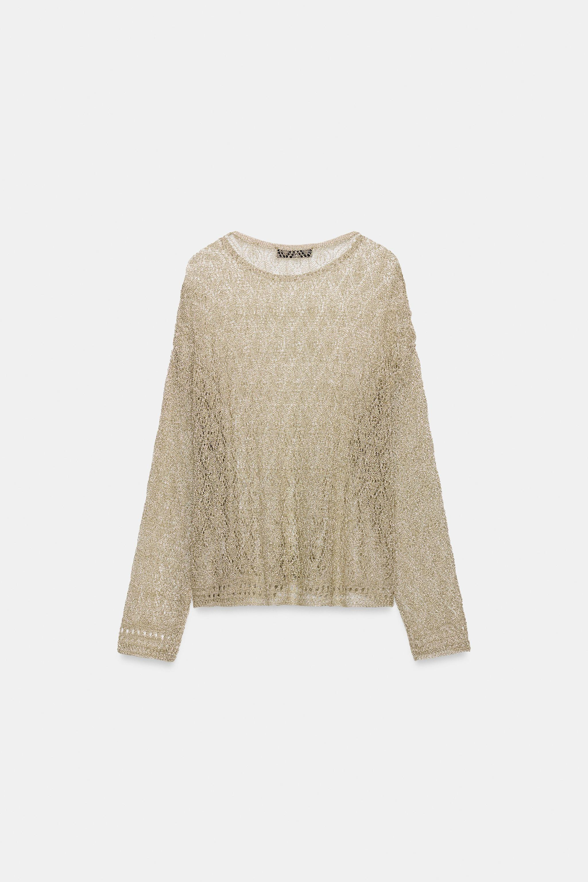 METALLIC THREAD POINTELLE KNIT JUMPER | Zara US