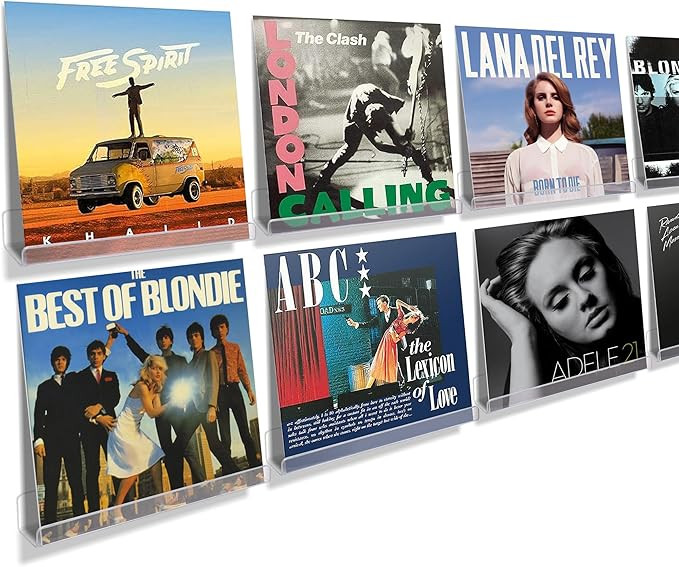 upsimples 8 Pack Vinyl Record Wall Mount Shelves, 12" Vinyl Holder for Album Record Storage & Dis... | Amazon (US)