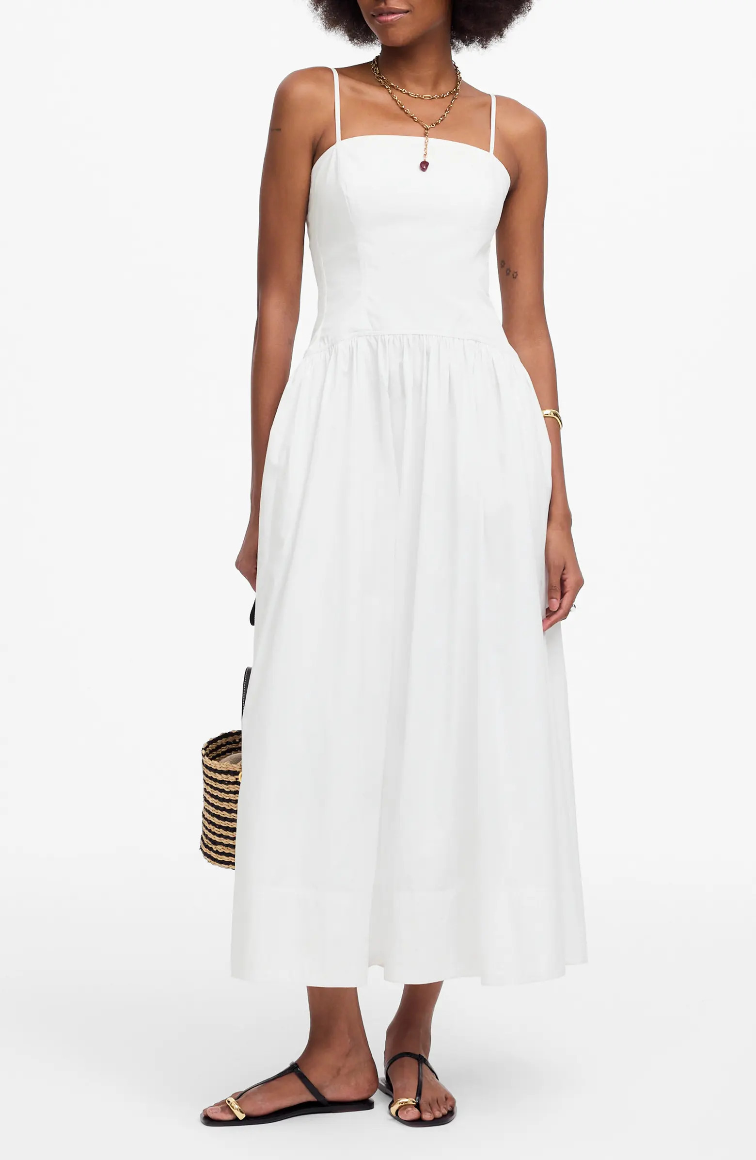 Seamed Poplin Midi Sundress | Nordstrom
