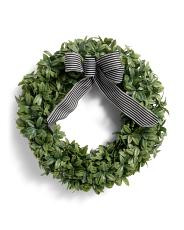 24in Boxwood Wreath With Ribbon | TJ Maxx