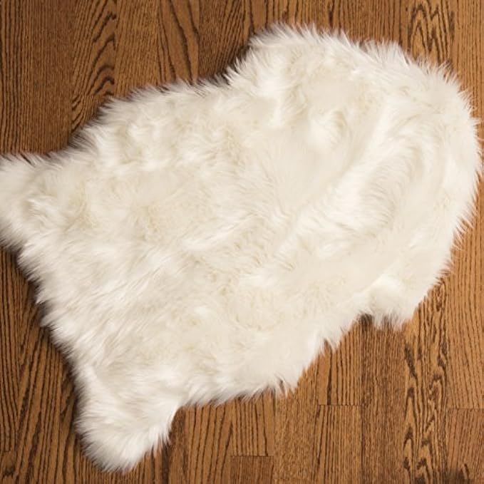 Genteele Luxurious Faux Fur Sheepskin Rug - Super Soft Plush White Faux Australian Fur Elegant Area  | Amazon (US)