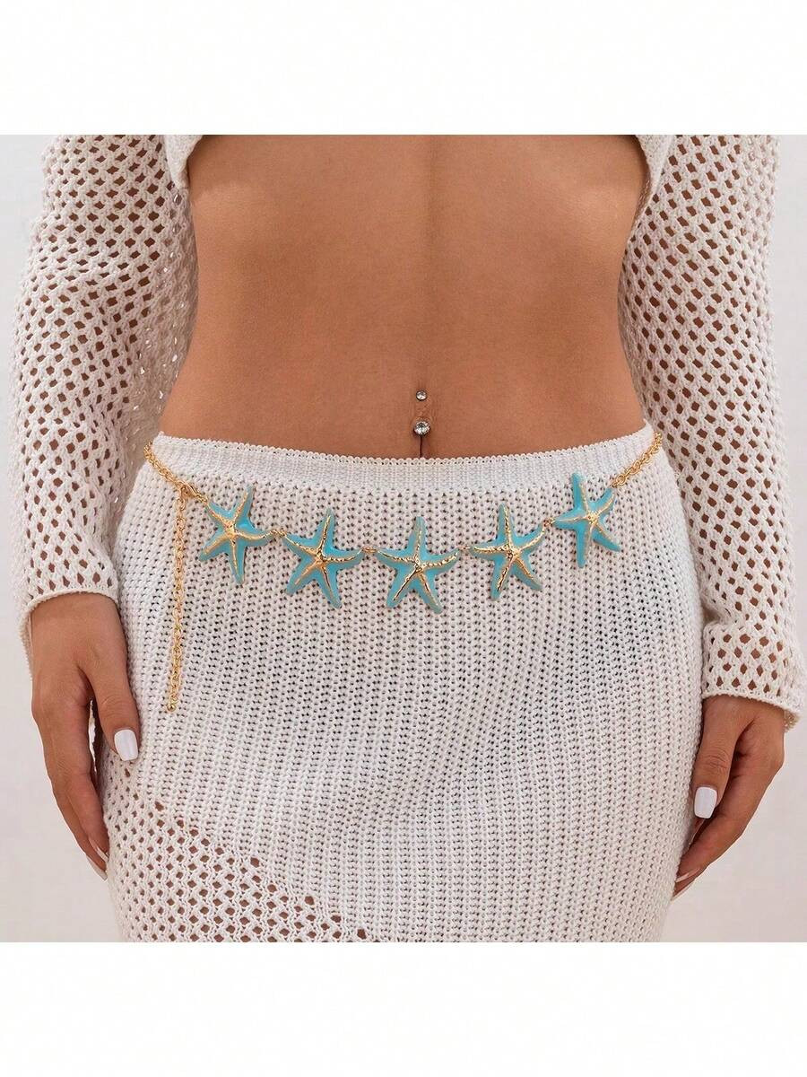 Oil Drip Starfish Chain Waist Chain Women,  Niche Design, Internet Celebrity Travel Photography B... | SHEIN