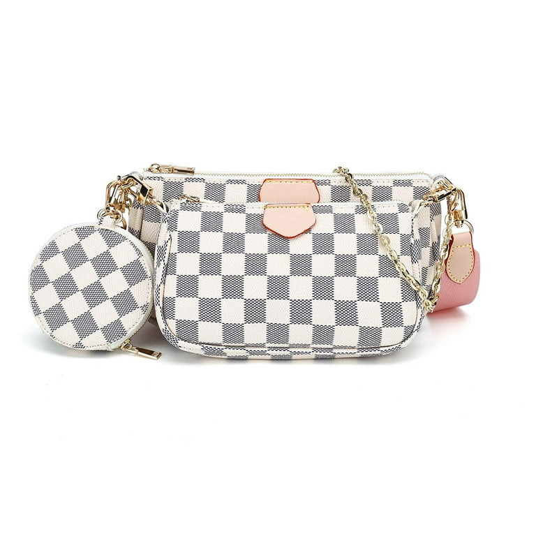 TWENTY FOUR White Checkered Handbags Leather Shoulder Bag and Wallet Crossbody bag Ladies Handbag... | Walmart (US)
