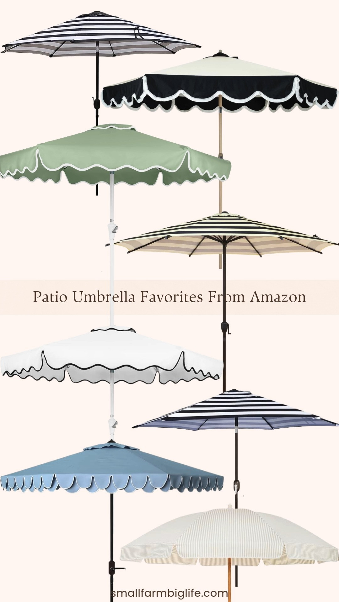 A beautiful patio umbrella is the one outdoor purchase that transforms your entire outdoor space and Amazon has so many gorgeous styles at amazing prices right now! From classic black and white stripes and cream striped styles to a gorgeous scalloped fringe umbrella, wavy trim market umbrellas in sage green and white, a pretty sky blue valance style, and the most beautiful boho scalloped beach umbrella, there is a perfect umbrella for every patio and every aesthetic. Linking all my favorites below! 

 #LTKSeasonal #LTKHome