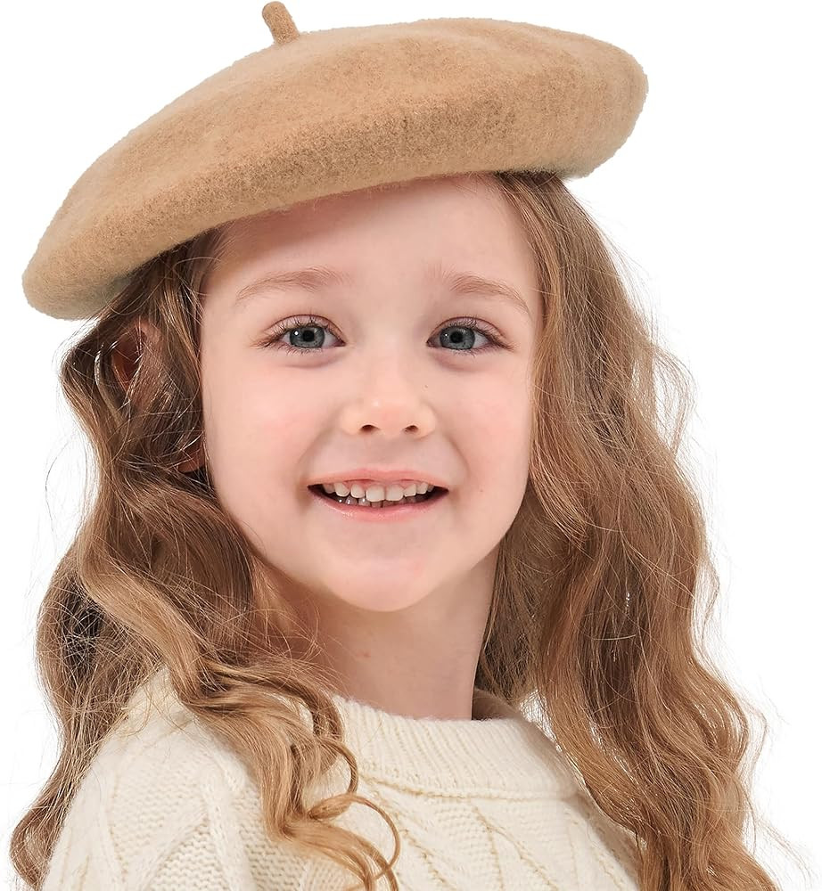 ZLYC Wool Kids Beret Hat Girls Solid Color Artist French Beret Cap | Amazon (US)