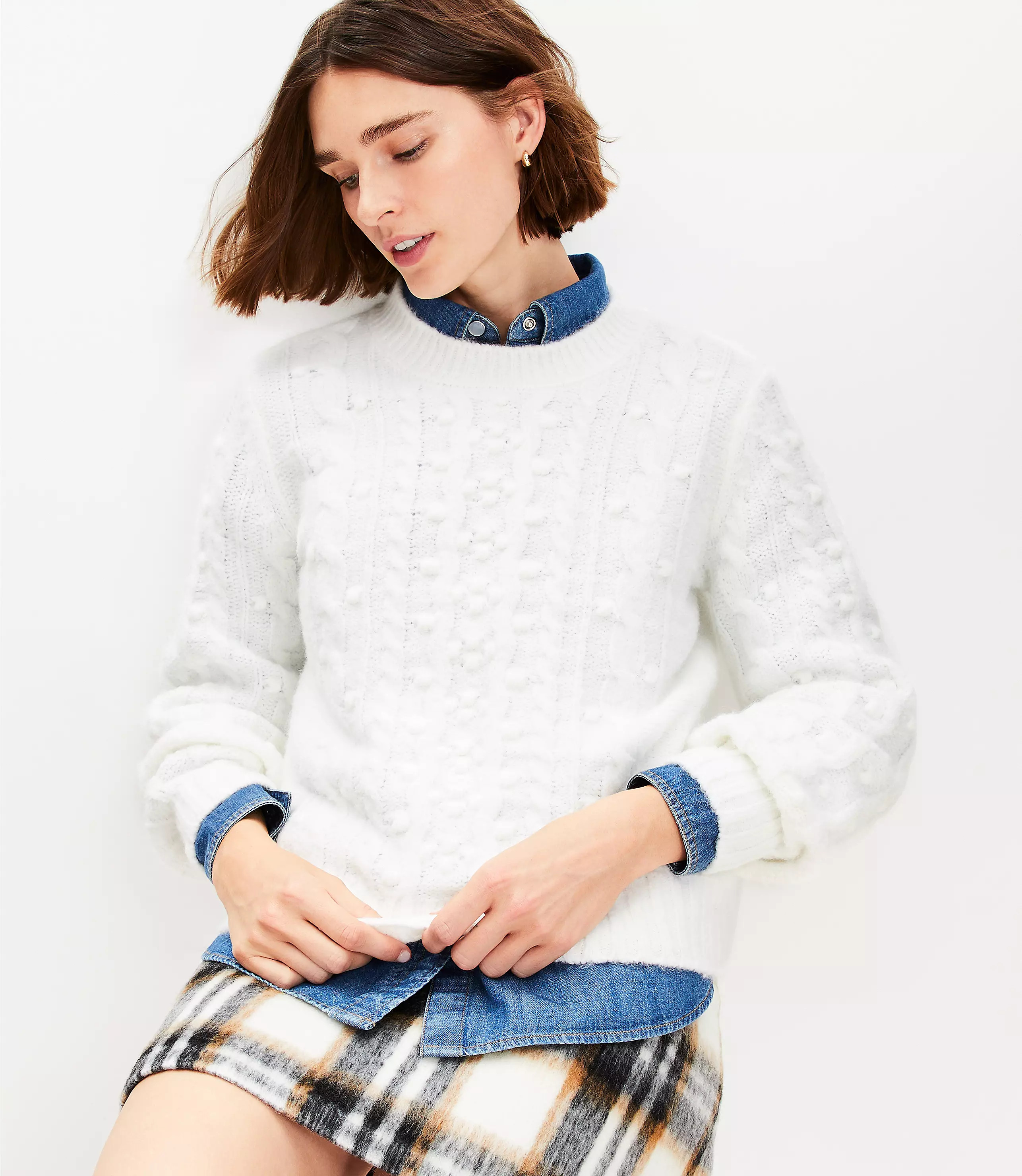 Bobble Cable Sweater | LOFT