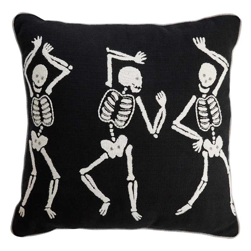 Embroidered Dancing Skeletons Beaded Throw Pillow, 20" | At Home