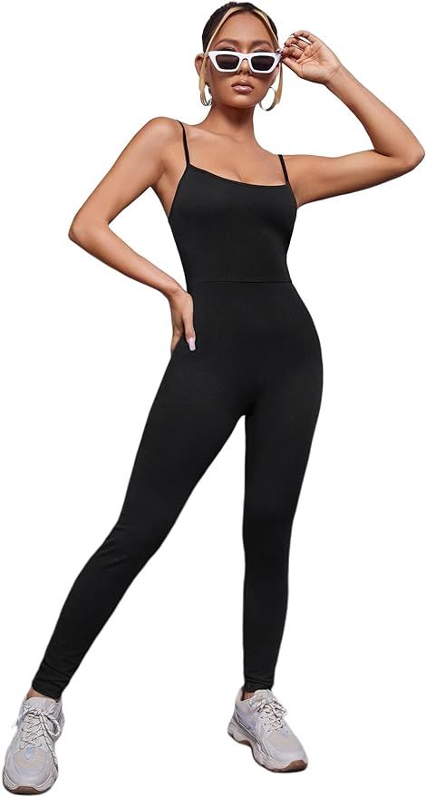 SOLY HUX Women's Spaghetti Strap High Waist Skinny Jumpsuit | Amazon (US)