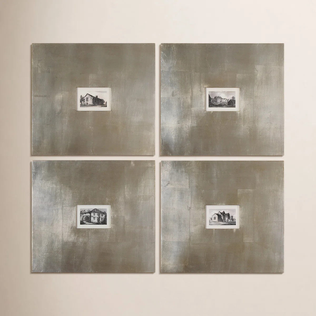 "Historical Buildings I, II, III and IV" by Grace Feyock Matted Framed Graphic Art  (Set of 4) | Wayfair North America