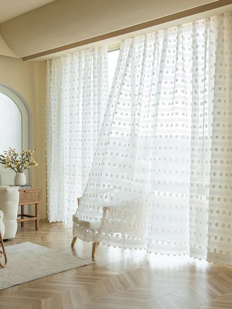 Swiss Dot Single Panel Sheer Curtain | SHEIN