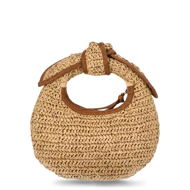Time and Tru Women's Top Knot Mini Crescent Bag, Natural | Walmart (US)