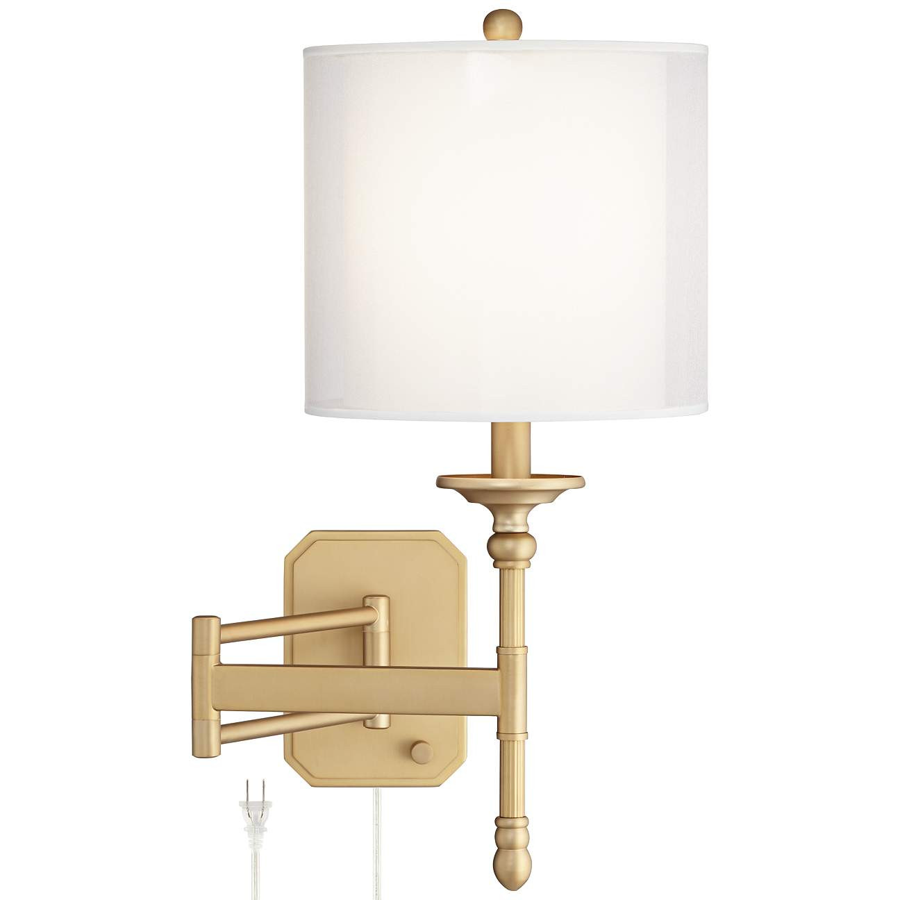 Possini Euro Atka Antique Brass Plug-In Swing Arm Wall Lamp | LampsPlus.com