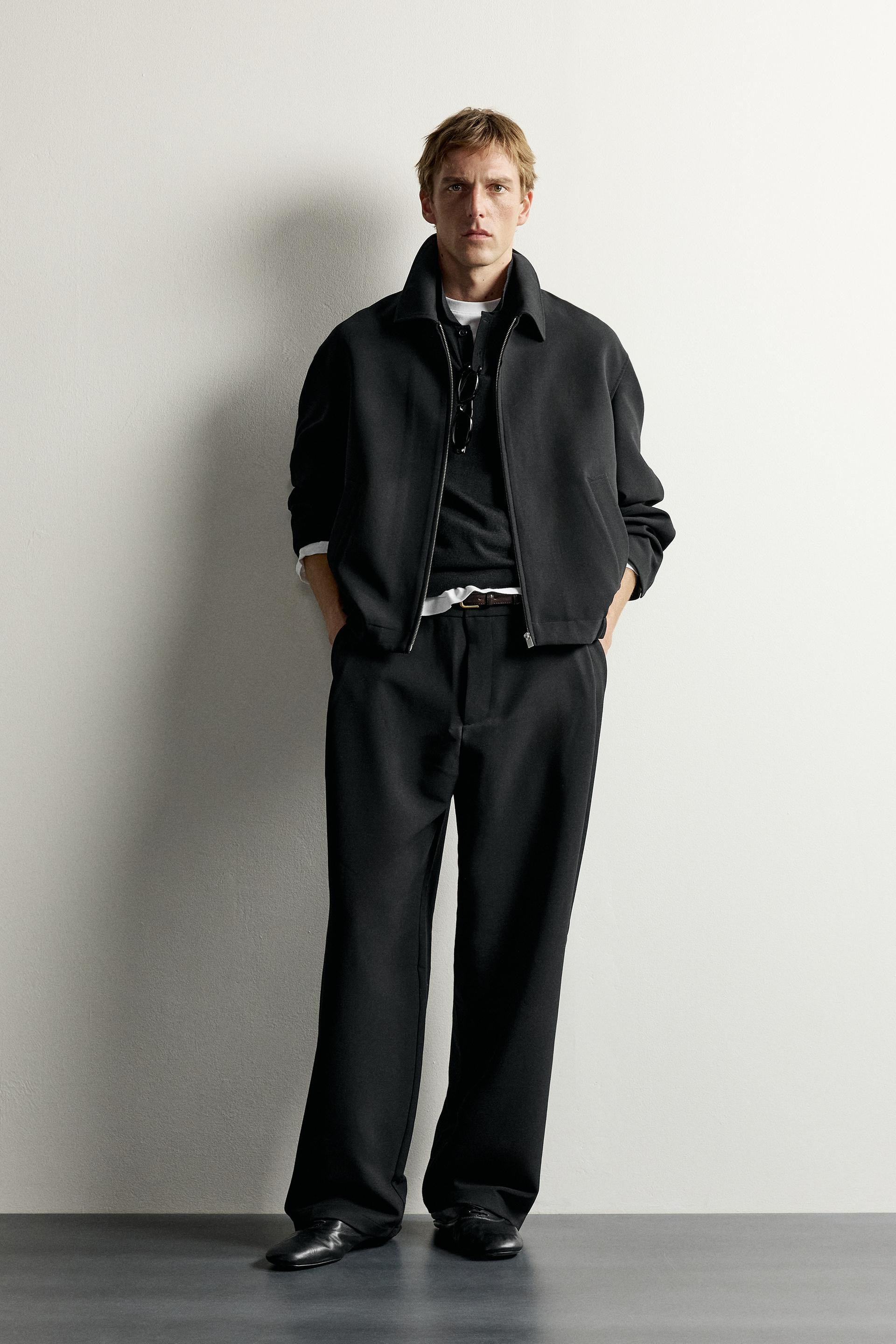 Zara - Relaxed Fit Pleated Jacket - Black - M - Man | Zara US