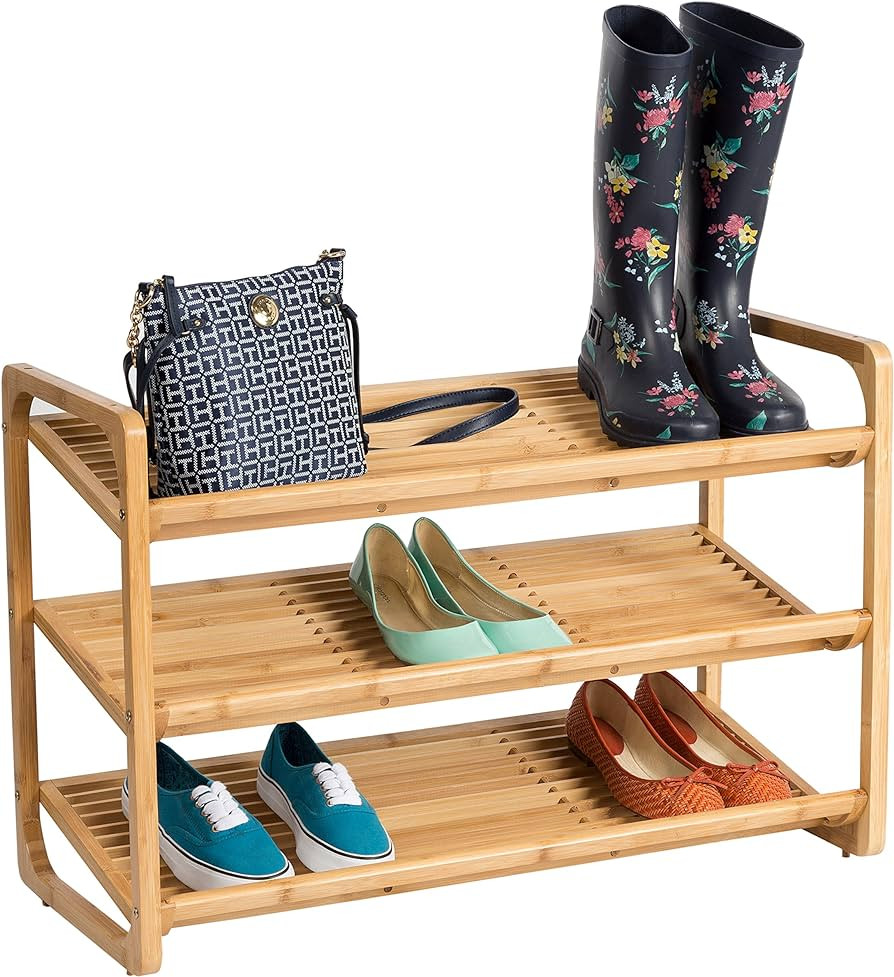 Honey-Can-Do SHO-01599 Bamboo 3-Tier Shoe Shelf | Amazon (US)