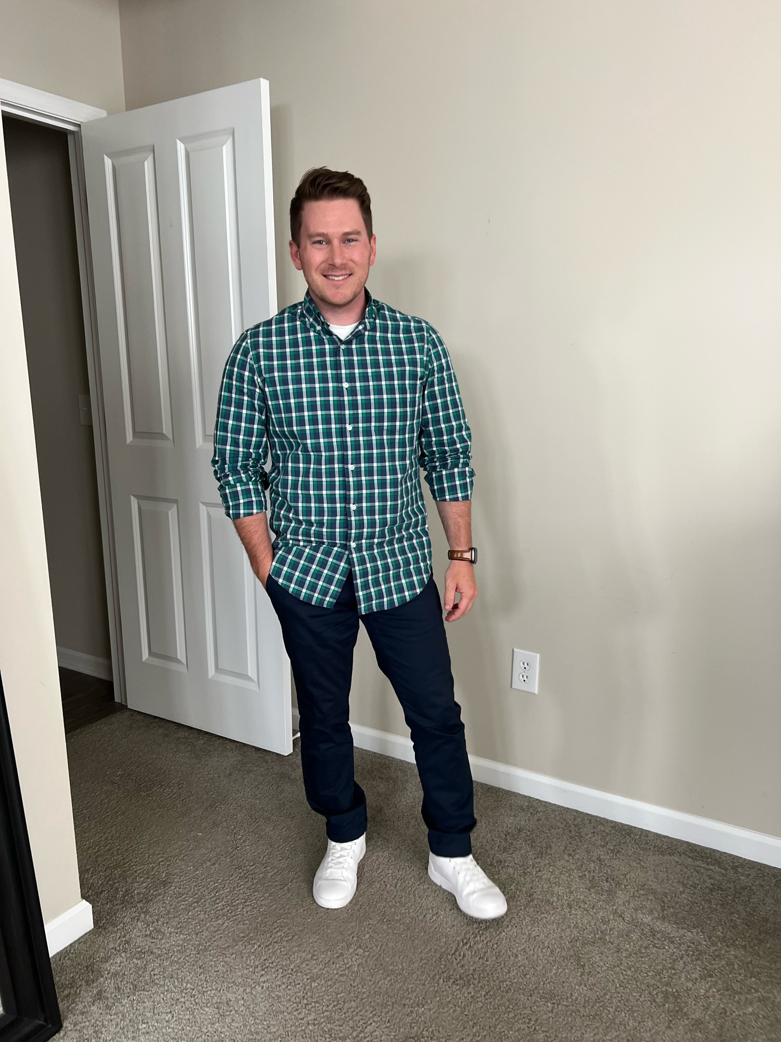 On campus work outfit! Looks nice but feels comfortable all day long! Linked shirt is the same style, just a different pattern since this one is sold out.

#LTKWorkwear #LTKMens