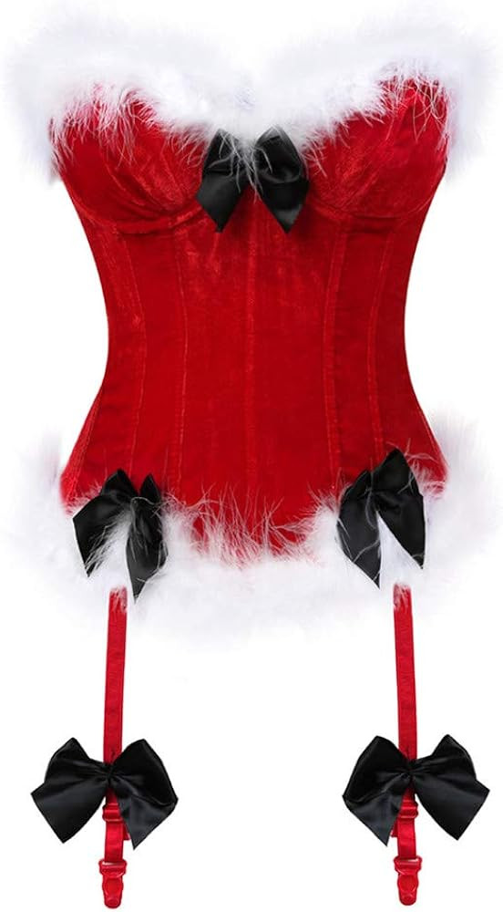 Christmas Lingerie Corset Top Christmas Outfits for Women Red Corset Lingerie | Amazon (US)