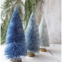 Winter Blue Bottlebrush Trees ~ Set Of 3 Christmas Decor ~6 Inches Tall Crafts Mantel Doll/Putz Hous | Etsy (US)