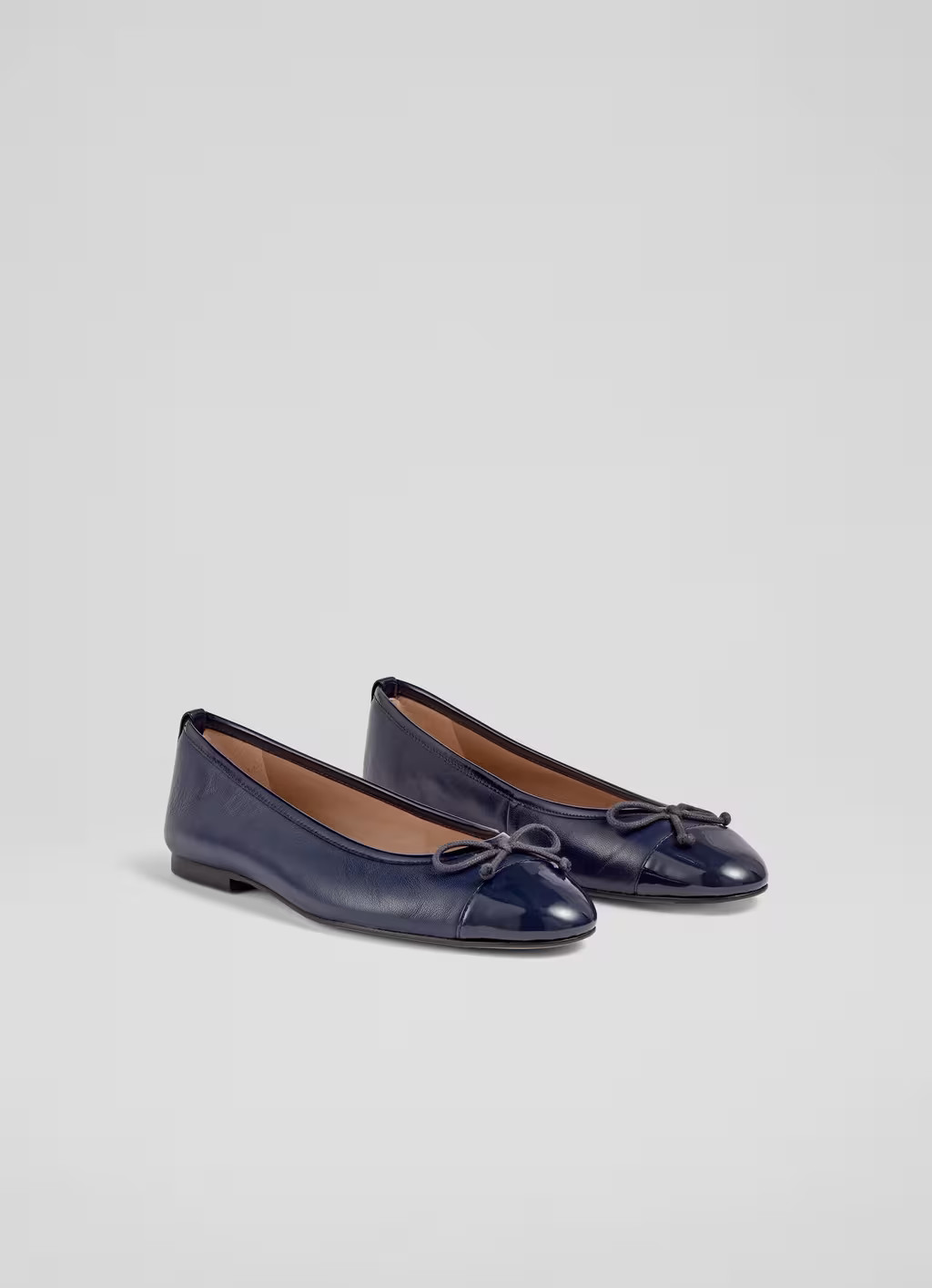 Kara Navy Leather And Patent Toe Cap Ballerina Flats | L.K. Bennett (UK)