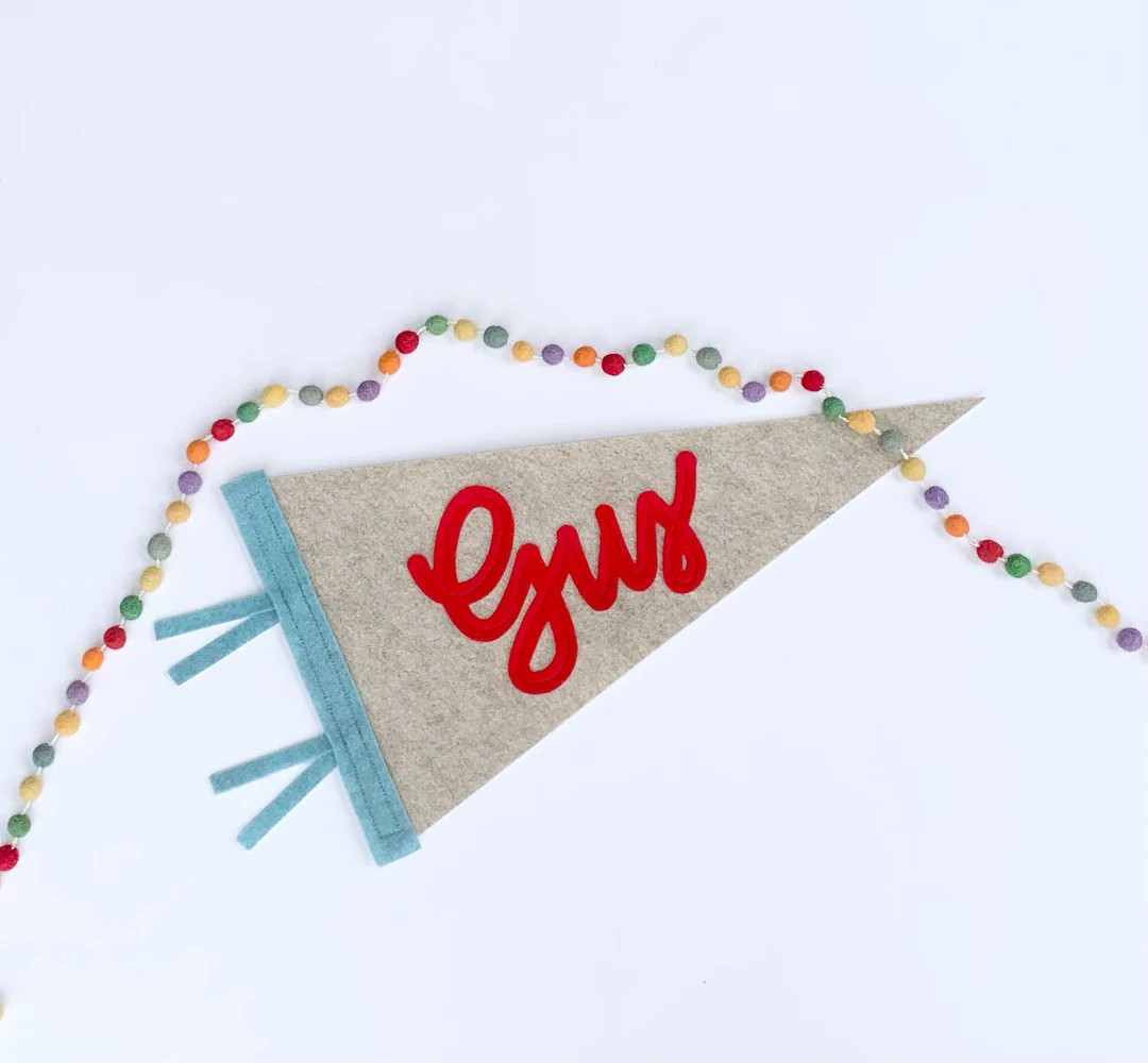 Cursive Name Pennant beige Calligraphy Modern Cursive - Etsy | Etsy (US)