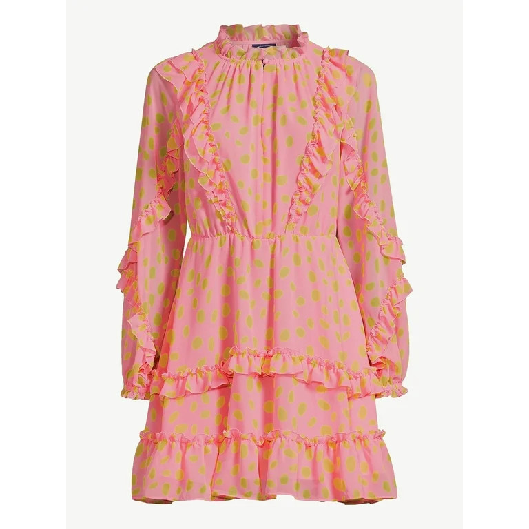 Scoop Women's Long Sleeve Ruffle Mini Dress | Walmart (US)