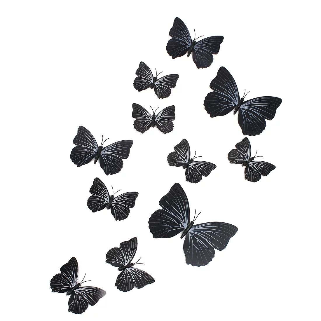 DIY 3D Black Butterfly Magnet Wall Stickers Mural Decal Room Decor Set 12 in 1 | Walmart (US)