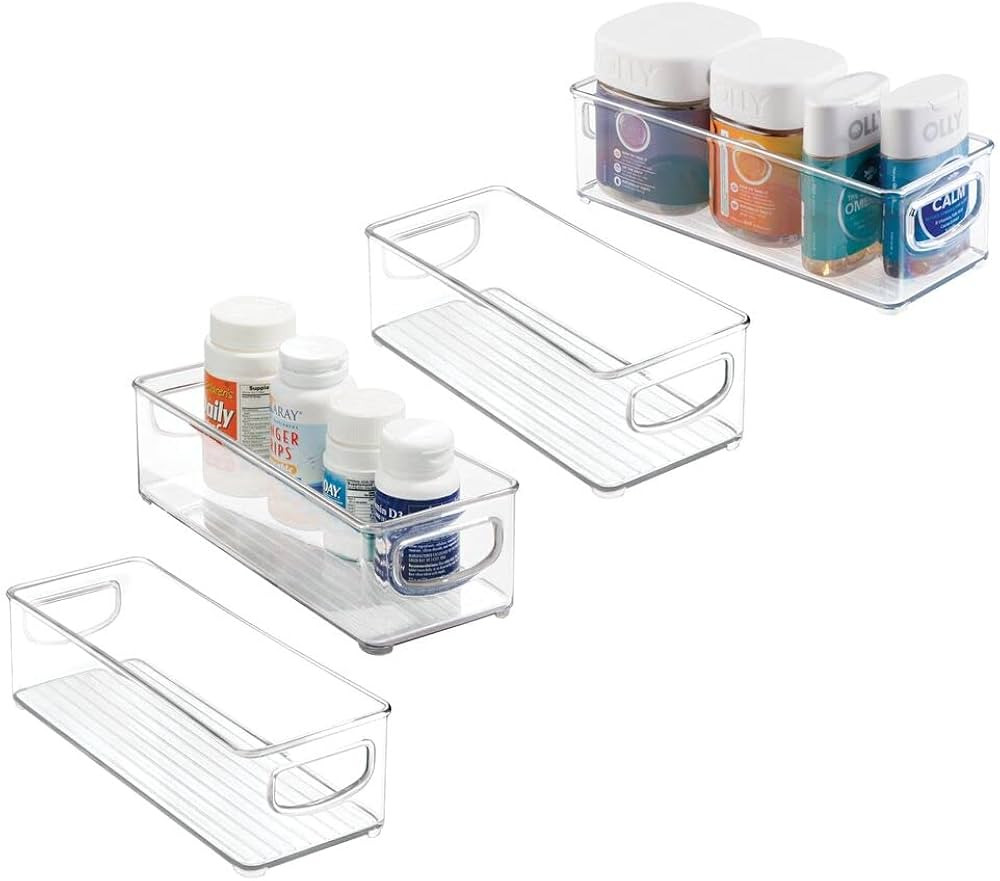 mDesign Plastic Storage Small Organizer Container Bin with Handles for Bathroom, Kitchen Cabinet,... | Amazon (US)