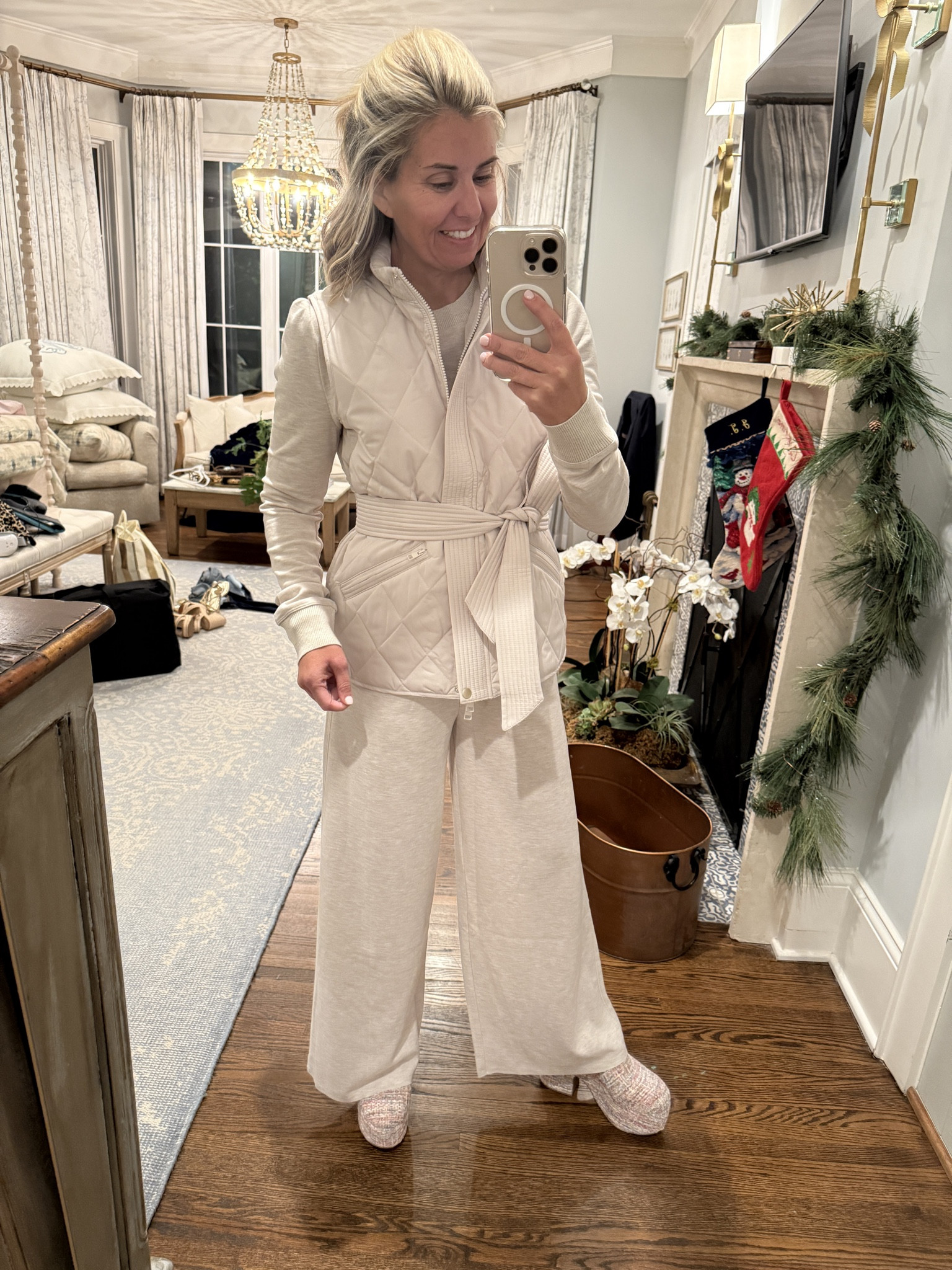 Winter white? … I think I shall.

Shirt XS
Vest XS
Pants S

#LTKootd #LTKgrwm #LTKOver40