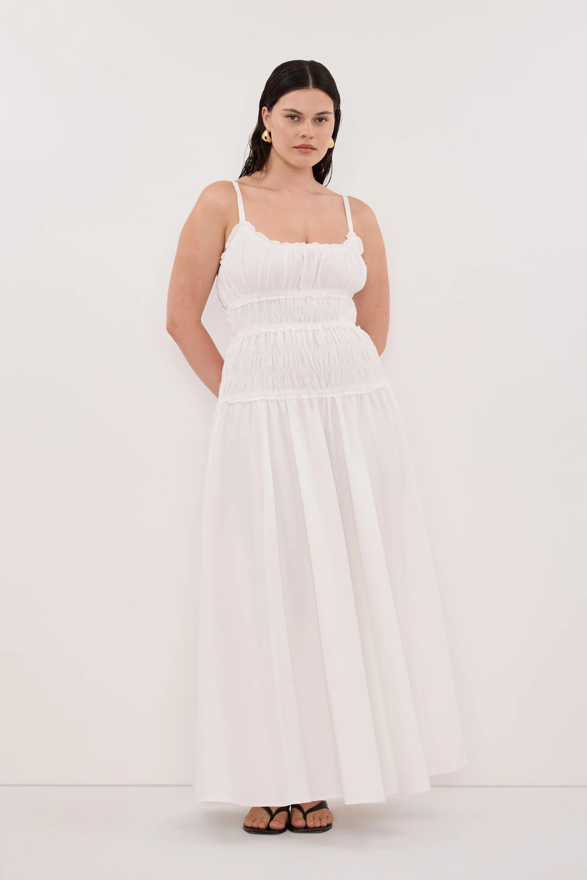 TOBY WHITE COTTON MIDI DRESS | DISSH