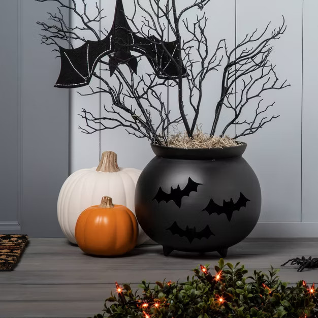 Porch Planter Metal Cauldron Black Halloween Decorative Prop - Hyde & EEK! Boutique™ | Target