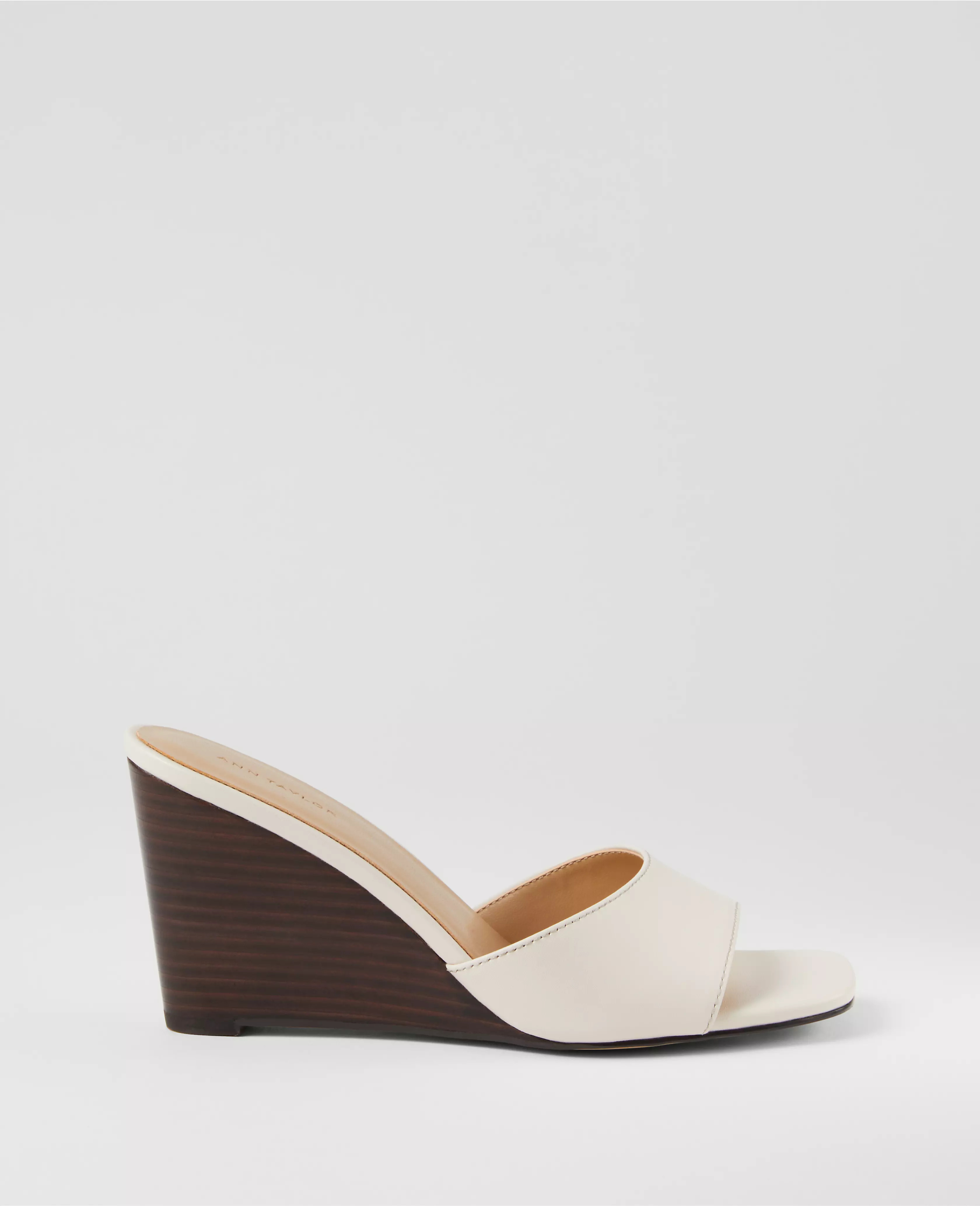 Leather Skinny Strap Leather Wedge Mules | Ann Taylor
