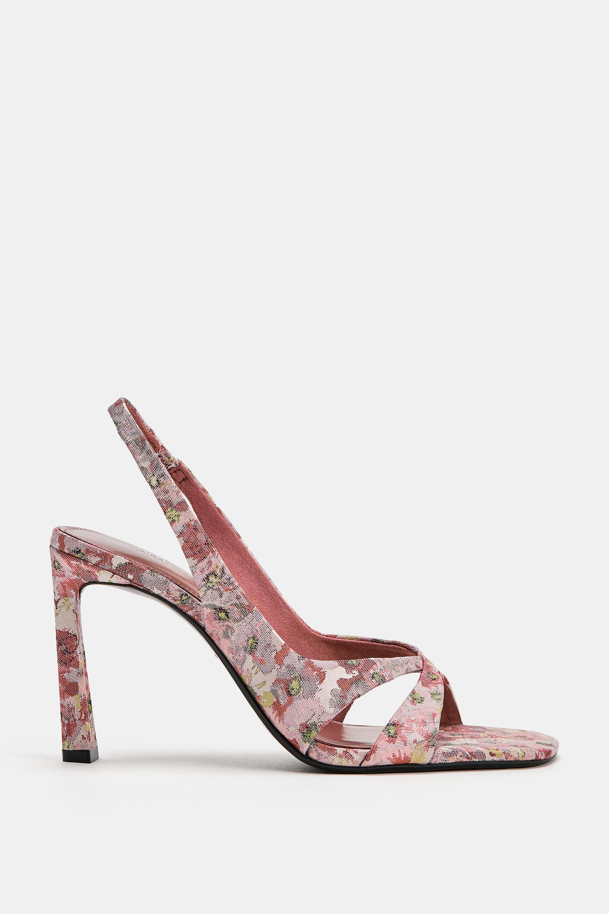FLORAL PRINT HEELED SANDALS | Zara US
