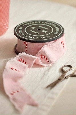 Candy Cane Embroidered Ribbon, Pink | Anthropologie (US)