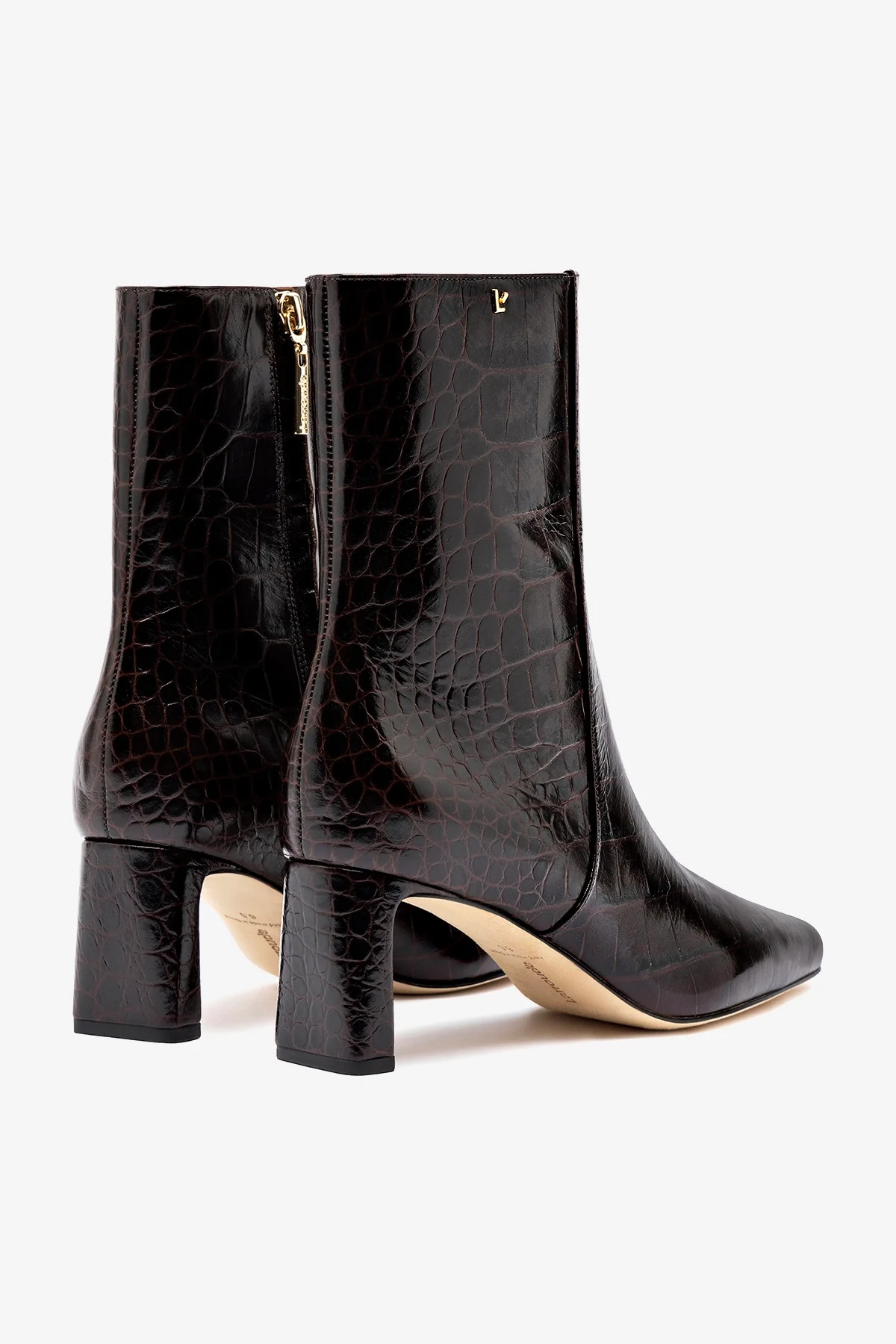 Alexis Bootie In Dark Croco Embossed Leather | Larroude